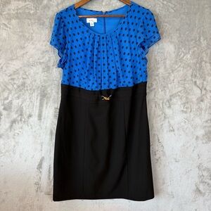 NWT Alyx Blue Polka Dot Top Black Skirt Dress Sz 16
